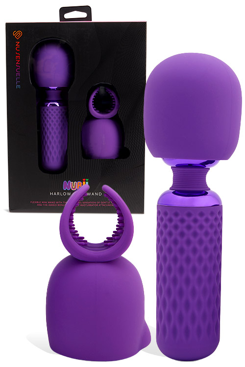 NU Sensuelle Harlow Nubii 7.3&quot; Heated Wand Massager with Stroker Attachment