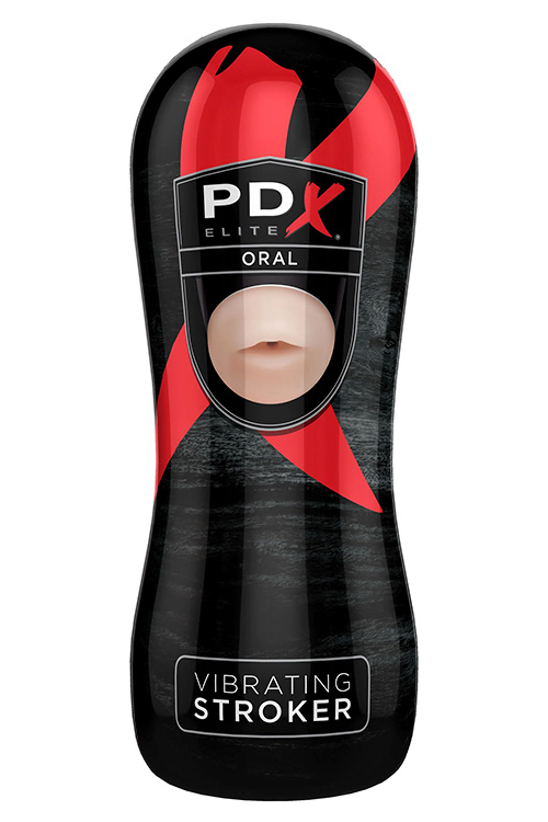 PDX 6.5&quot; Vibrating Realistic Mouth Masturbator