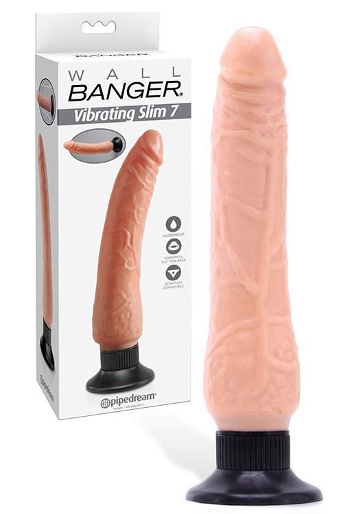 Pipedream Wall Banger 8" Realistic Vibrating Dildo with Suction Cup Base
