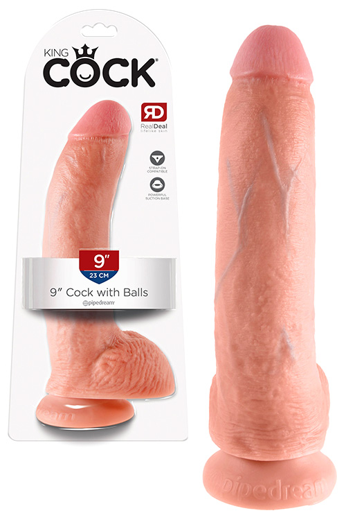 Pipedream Realistic 9&quot; Suction Cup Dong with Balls