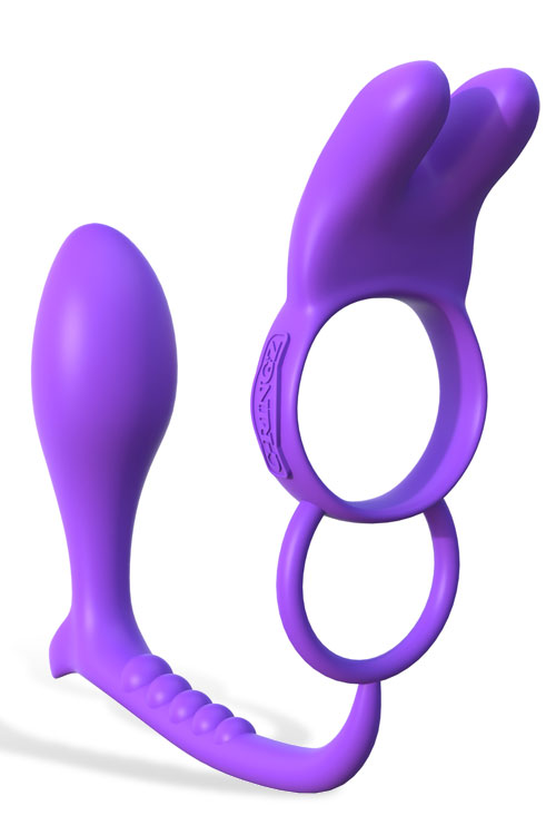 Vibrating Rabbit Couple's Ring with Anal Plug