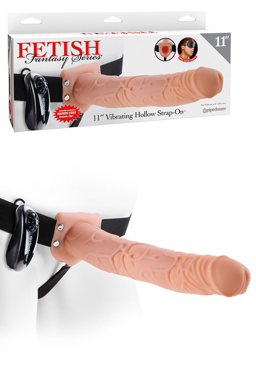 Realistic Hollow 11" Vibrating Strap On