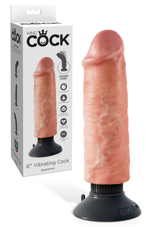 6" Realistic Vibrating Cock with Removable Suction Cup Base