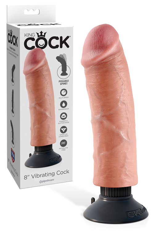 8" Realistic Vibrating Cock with Removable Suction Cup Base