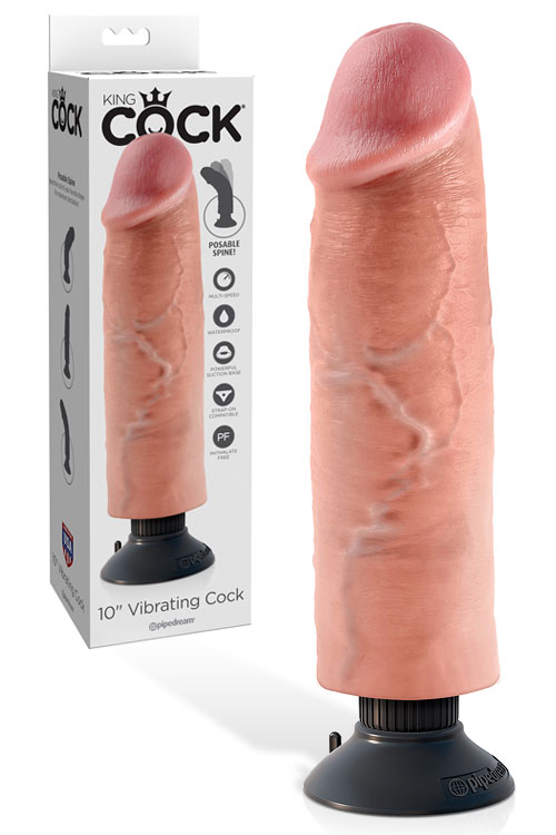10" Realistic Vibrating Cock with Removable Suction Cup Base