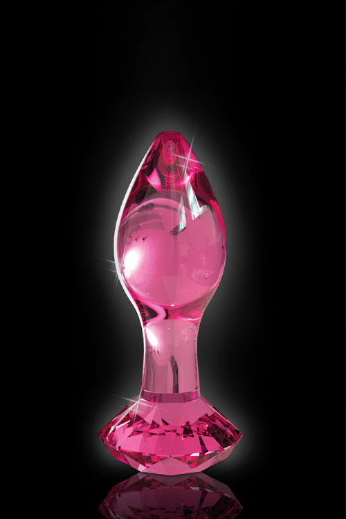 Pipedream 3.6&quot; Icicles Pink Glass Butt Plug with Round Cut Base