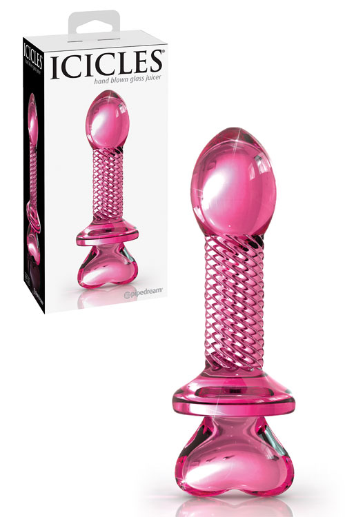 Icicles 6" Glass Dildo with Heart Base