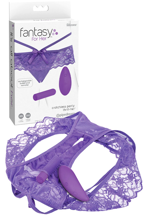 Fantasy For Her Crotchless Panty Thrill-Her - Purple Vibrating