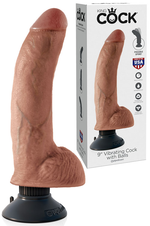 Vibrating Bendable 9" Dildo with Removable Suction Cup