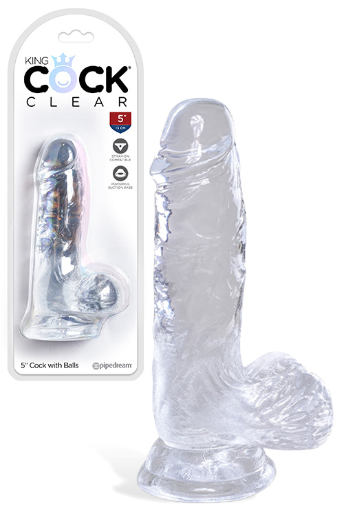 Pipedream King Cock Clear Realistic 5&quot; Dildo with Balls & Suction Cup Base