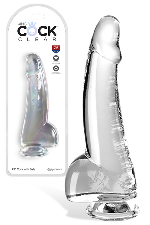 Pipedream King Cock Clear 7.5&quot; Realistic Dildo with Balls & Suction Cup Base