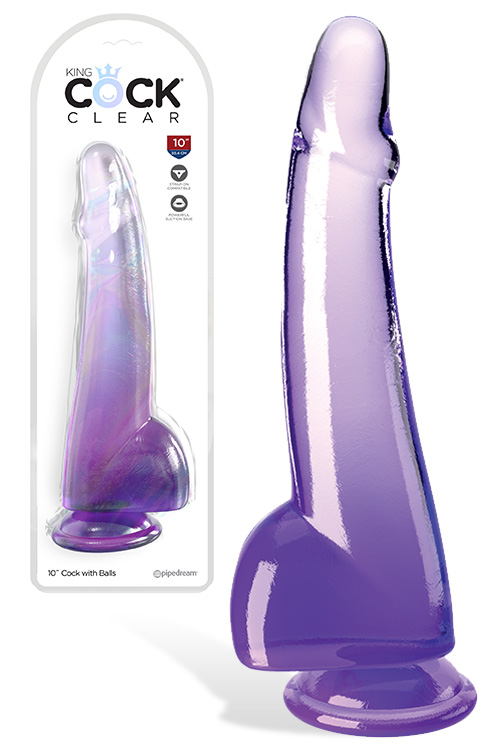 Pipedream King Cock Clear 10&quot; Realistic Dildo with Balls & Suction Cup Base