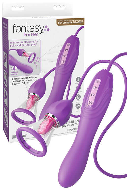 Pipedream Her Ultimate Pleasure Max 9&quot; 4 in 1 Pleasure Pump with Tongue & Vibrating Handle