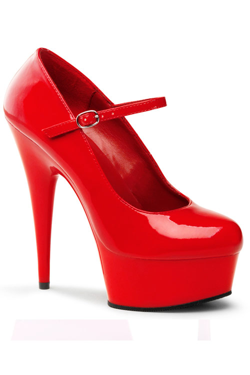 Pleaser Delight 6&quot; Red Mary Jane Platform Pump