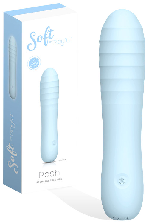 Playful Posh 6.3&quot; Super Soft Silicone Ribbed Classic Vibrator