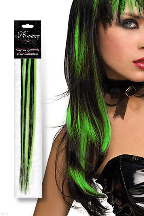 Neon Green/Black Clip-In Synthetic Hair Extension