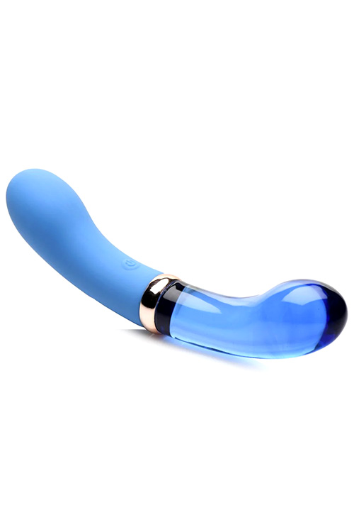 Prisms Erotic Glass 10X Bleu 7&quot; Dual Ended Silicone & Glass G Spot Vibrator