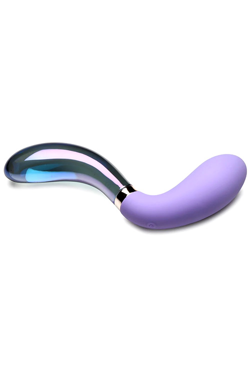 Prisms Erotic Glass 10X Pari 8&quot; Dual Ended Wavy Silicone/Glass G Spot Vibrator