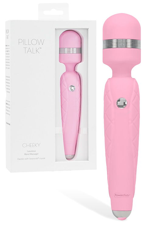 Pillow Talk Cheeky 8.1&quot; Vibrating Wand Massager with Swarovski Crystal Accent