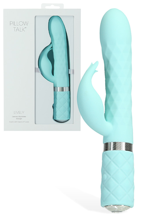 Pillow Talk Lively - 8.5&quot; Rotating Rabbit Vibrator with Swarovski Crystal Accent