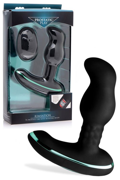 USB-Rechargeable 6.5" Rimsation Prostate Vibe with Rotating Beads
