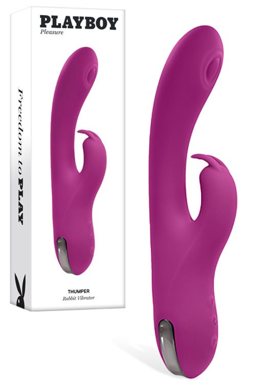 Playboy Thumper 8.6&quot; Tapping Rabbit Vibrator with Clitoral Stimulator