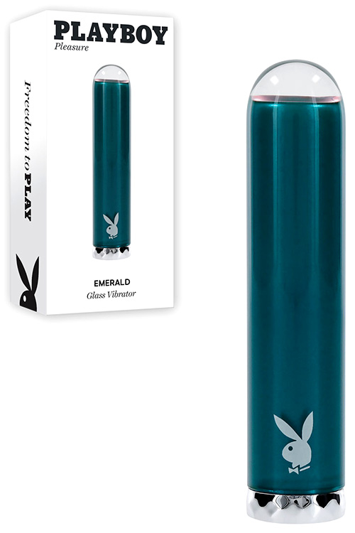 Playboy Emerald 3.6&quot; Glass Bullet Vibrator