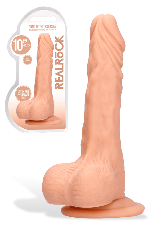 RealRock 10&quot; Suction Cup Realistic Textured Dildo