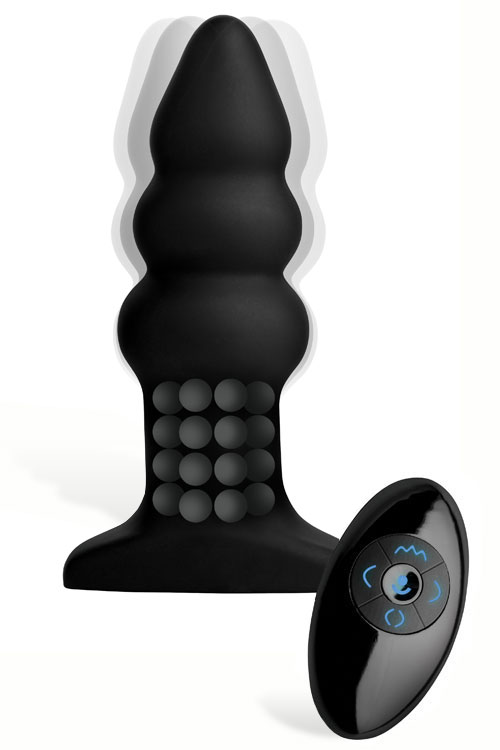 Rippled 5.5" Beaded Silicone Butt Plug with Remote