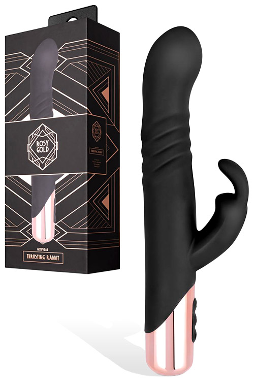 Rosy Gold Nouveau 9.4&quot; Thrusting Rabbit Vibrator