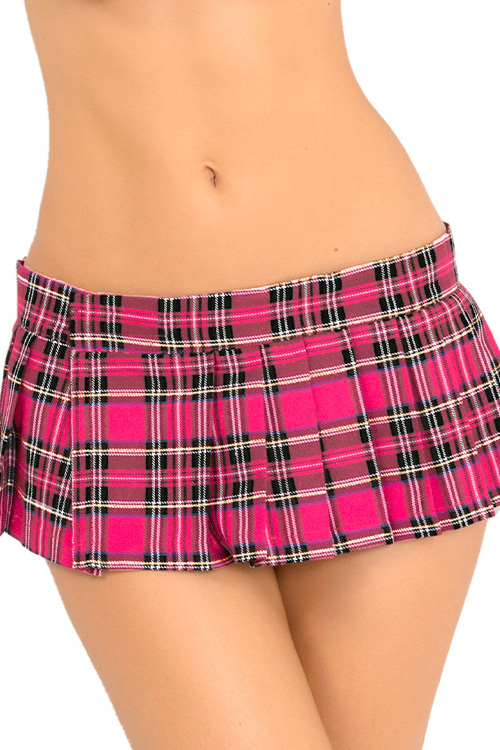 Rene Rofe School Crush Pink Plaid Schoolgirl Miniskirt