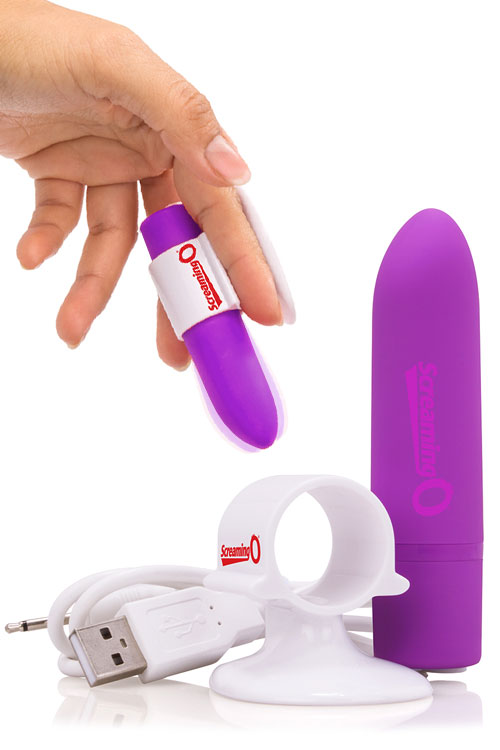 Screaming O 3.9&quot;  Finger Cradle, Charge Stand & Bullet Vibrator