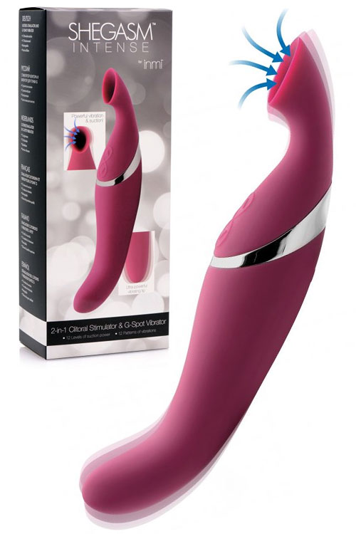 Shegasm 7.75&quot; Intense 2 In 1 Clitoral Suction & G-Spot Vibrator
