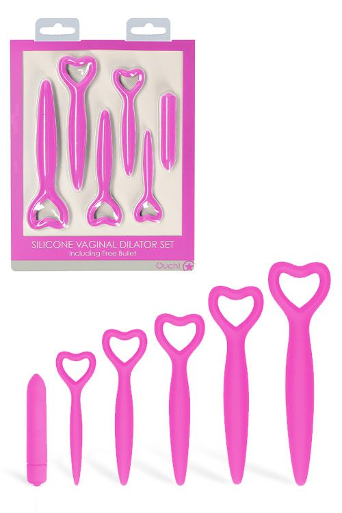 Pink Silicone Vaginal Dilators with Heart Handle