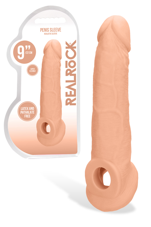 9" Lifelike Penis Extension with Ball Strap