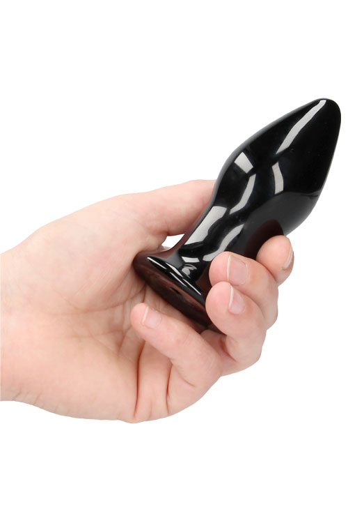 Shots Stretchy - 4.13&quot; Handblown Glass Vibrating Anal Plug - With Suction Cup & Remote Control