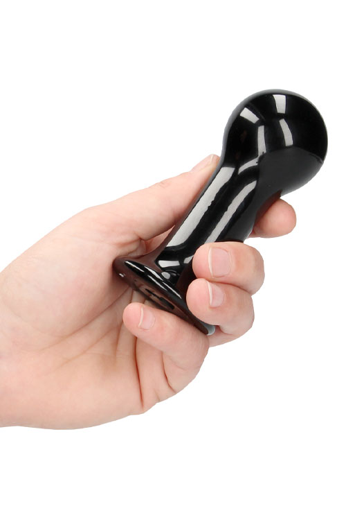 Shots Globy - 4.33&quot; Handblown Glass Vibrating Anal Plug with Suction Cup & Remote Control