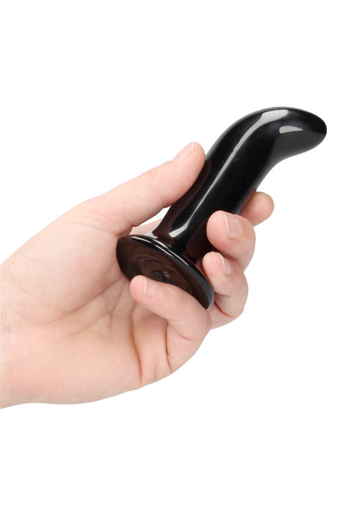 Shots Prickly - 4.33&quot; Handblown Glass Vibrating Anal Plug With Suction Cup and Remote Control
