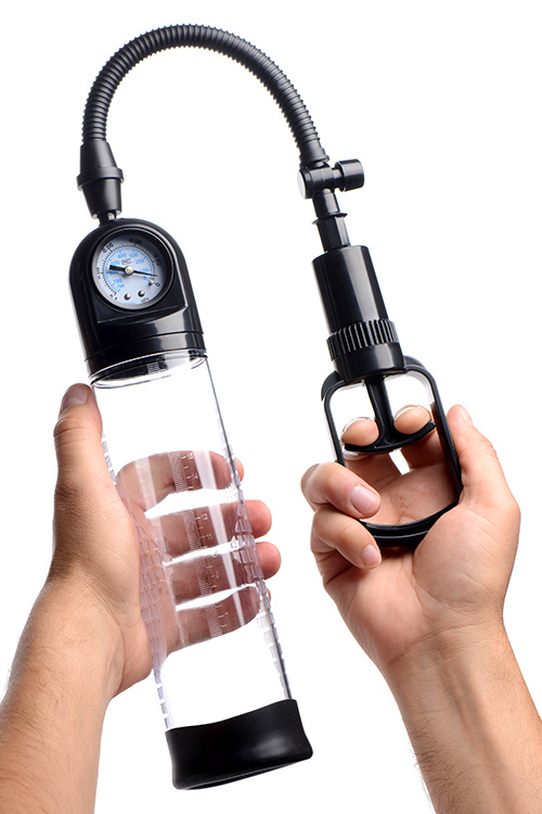 Size Matters 8&quot; Trigger Penis Pump with Built in Pressure Gauge