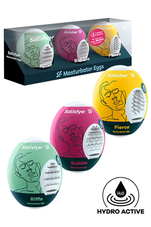 Masturbator Eggs 3-Piece Set Riffle, Bubble, Fierce