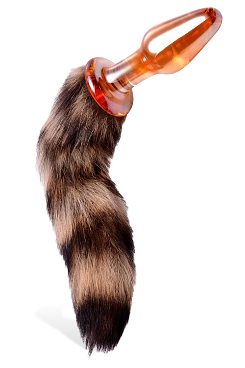 Tailz 4&quot; Glass Anal Plug with Fluffy Fox Tail
