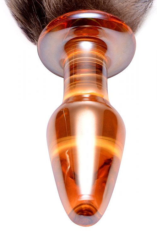Tailz 4&quot; Glass Anal Plug with Fluffy Fox Tail