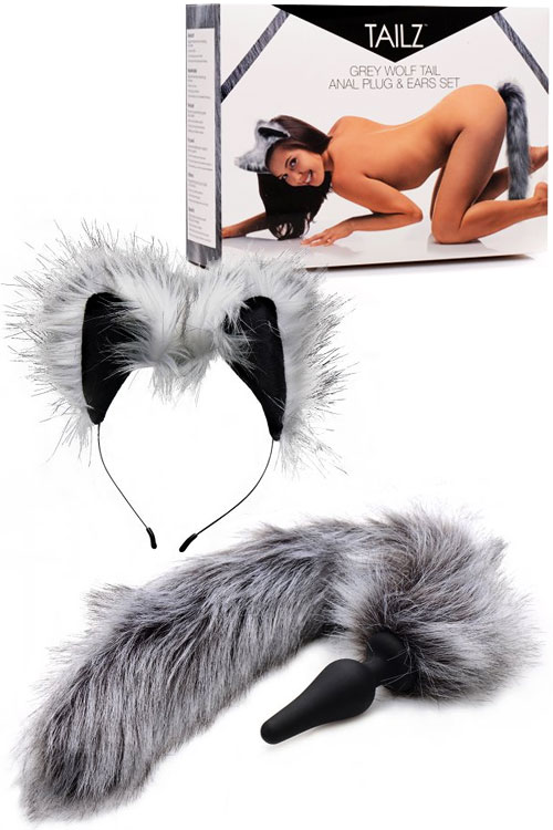 Faux Fur Wolf Tail Butt Plug & Ears