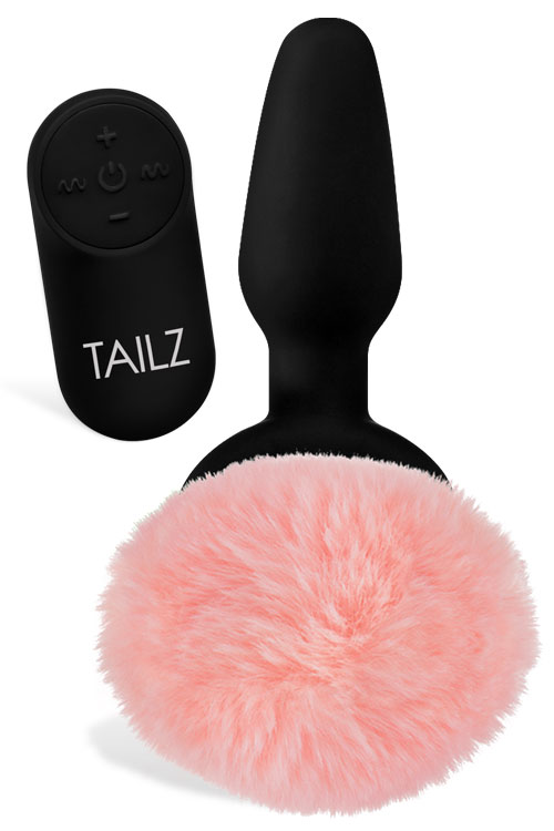 Vibrating Bunny Tail Butt Plug With Remote