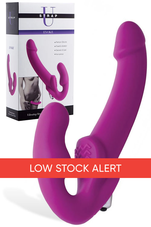 Strap U Evoke Vibrating 9.5&quot; Strapless Silicone Strap On Dildo