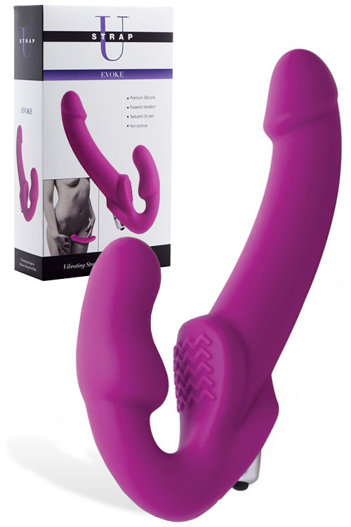 Strap U Evoke Vibrating 9.5&quot; Strapless Silicone Strap On Dildo