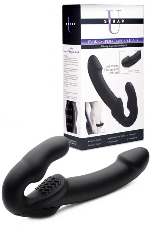 Vibrating Strapless 9.75" Silicone Strap On