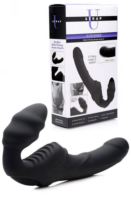 Strap U Rechargeable Vibrating 8.5&quot; Silicone Strapless Strap On
