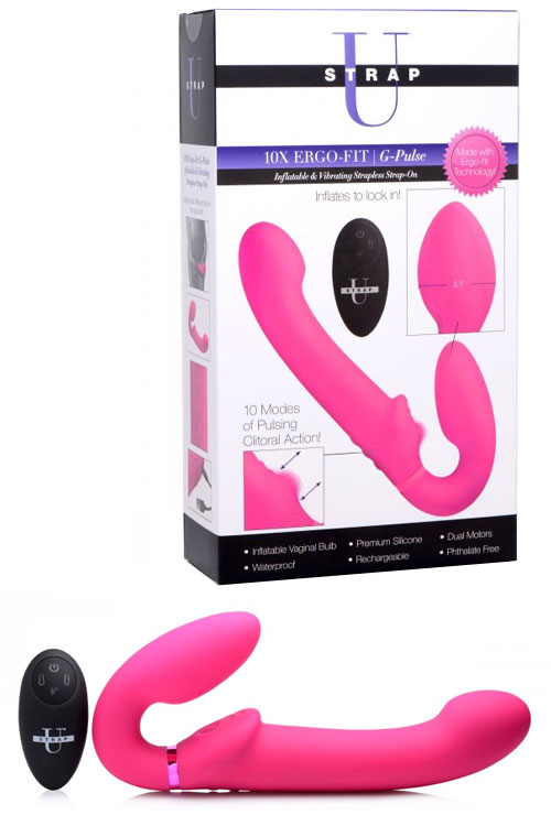 Strap U G-Pulse Inflatable & Vibrating Strapless Strap On With Remote