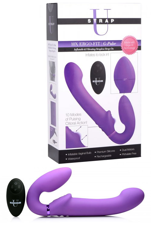 Strap U G Pulse Remote Controlled Inflatable & Vibrating Strapless Strap On